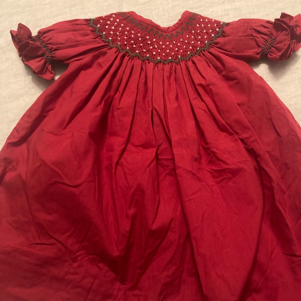 Red smoked Christmas dress